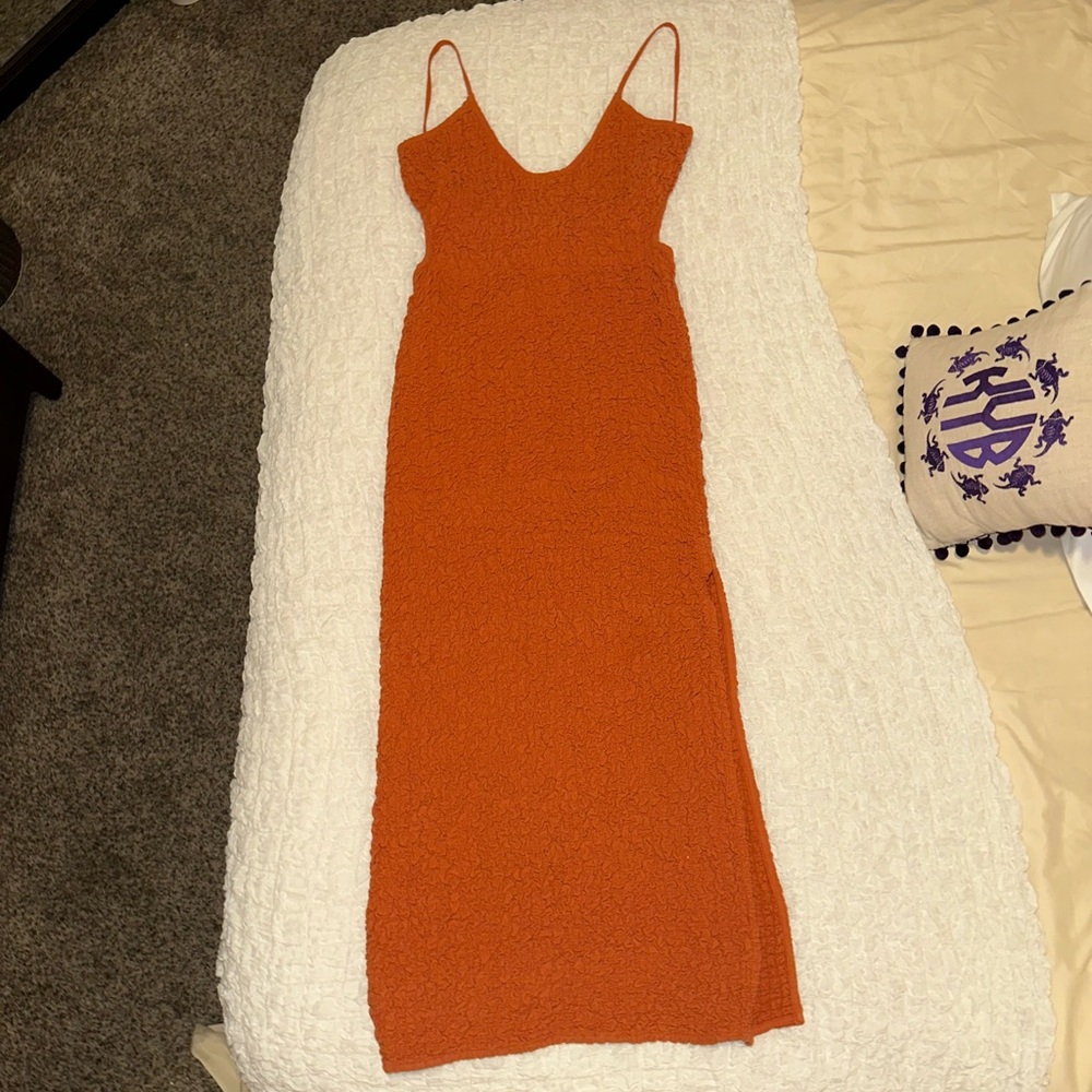 Free People smocked backless dress (burnt orange color)